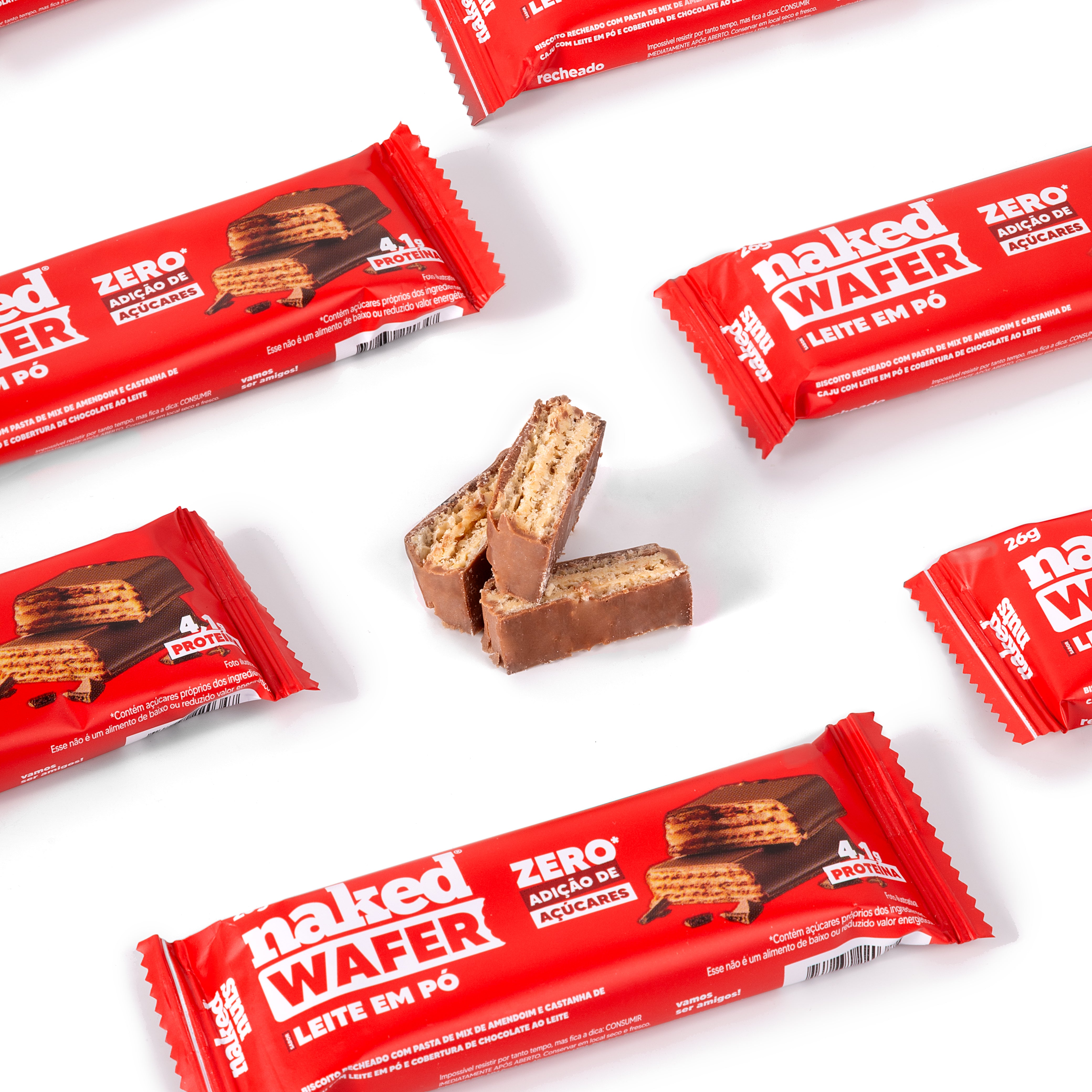 chocolatページ Naked Wafer - Wafer Leite em pó com Chocolate ao leite (26g